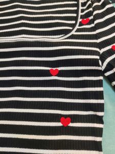 savana Striped Long Sleeve Top with Hearts
