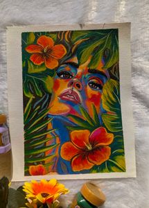 Vibrant Floral Portrait Canvas sheet Art Painting