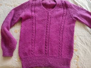 Purple Knit V-Neck Sweater