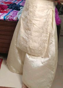 Elegant Cream Kurta Set with Embroidery- no dupatt