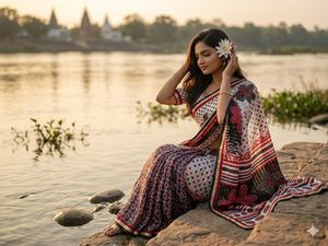 Beautiful synthetic Saree with readymade blouse