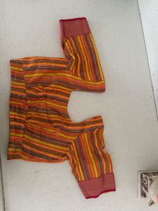 Vibrant Yellow and pink saree set