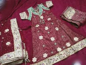 Royal Maroon Khada Dupatta Heavy Pearl &amp; Zari Work