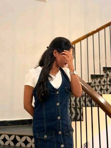 halter neck denim dress