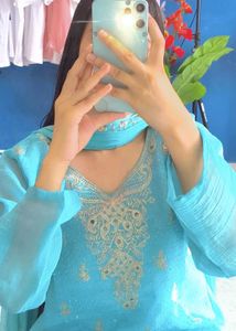 sky Blue kamiz duppta trouser sets