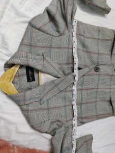Long Plaid Blazer