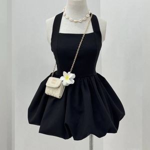 Chic Black Mini Dress with Bubble Skirt