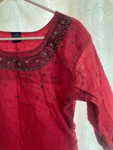 Embellished Red Kurta
