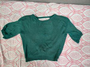 Green Cropped Sweater