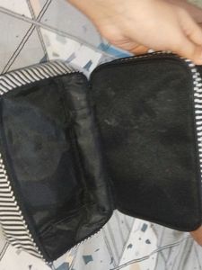 Black &amp; White Striped Travel Toiletry/Cosmetic Bag