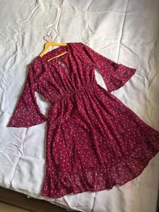 Maroon Midi Dress | Knee-Length | XXL | Never Worn