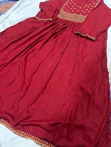Beautiful Red Embroidered Kurta Set