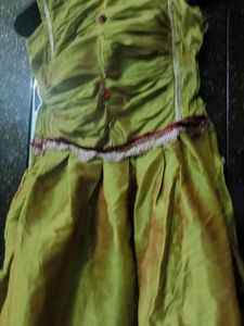 Green Ruched Gown dress with Embellished Neckline