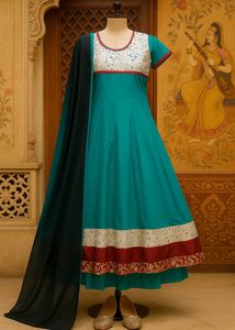 🇳🇿💫💗 Teal Anarkali Kurti With Dupatta