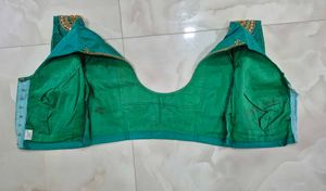 Designer Teal Blouse with Gold Embellishments