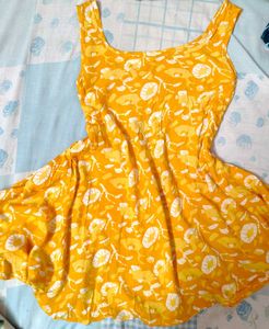 Yellow Floral Print Summer Dress