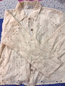 Chic Broderie Anglaise Button-Up Shirt