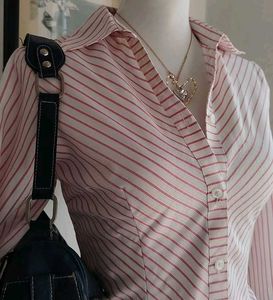 Chic Pink Striped Button-Up Shirt