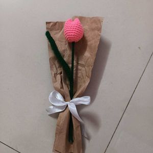 Handmade Crocheted Pink Tulip