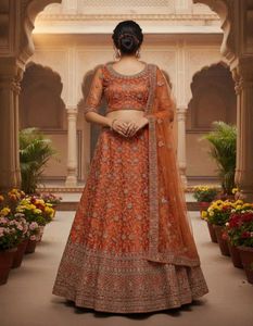 Gorgeous Orange Lehenga Choli Set