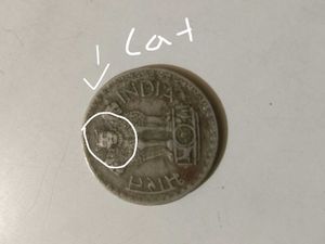 Error Cat Face 1 Rupee Coin 1976