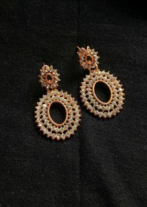 Rose Gold Crystal Oval Drop Earrings