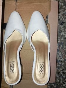 White Pointed Toe Mules - SSS