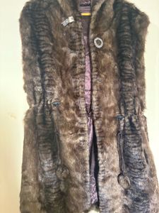 Faux Fur Brown Sleeveless Coat