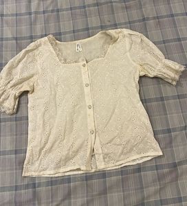White Floral Eyelet Blouse