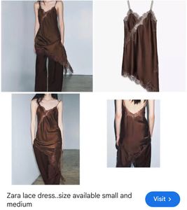 Zara Brown Lace Slip Dress