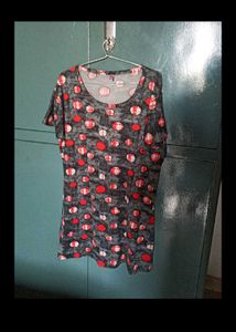 Stylish Grey &amp; Red Polka Dot Top
