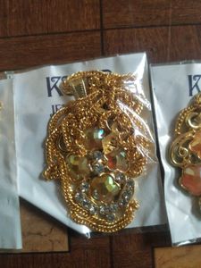 Gold Tone Pendant with Stones pack of 3