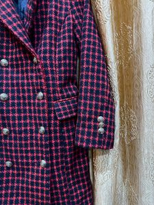 Red &amp; Black Plaid Trench korean coat🎓🦋