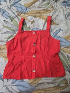 Chic Red Button-Up Cami Top