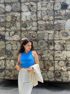 Blue Racerback Crop Top