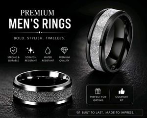 Stylish Black Meteorite Ring for Men/
