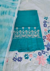 *Pure Kota Doria Suit - Embroidered Shirt &amp; Bottom