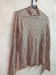 Summer See-through Lace Turtleneck Top Sheer