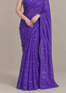 Stunning Purple Sequin Saree