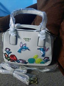 Cathy Embroidered Satchel Bag