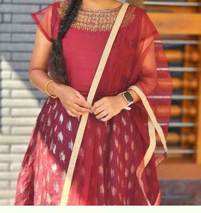 Maroon embroidery gown Set