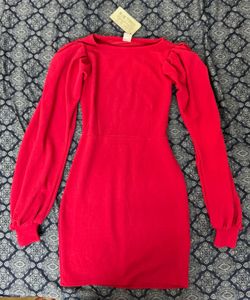 BRAND NEW Vibrant fuchsia Puff Sleeve Midi Dress