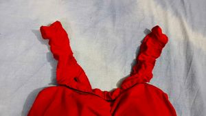 Chic Red Ruched Crop Top
