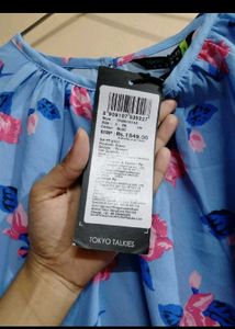 Blue Floral Puff Sleeve Dress
