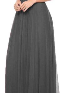 Elegant Gray Formal Gown flared net mesh