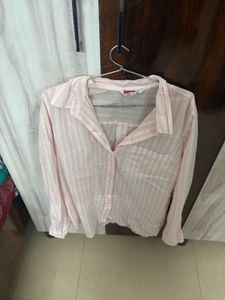Pink Striped Collared Button-Up Shirt
