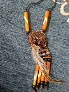 2 piece handcrafted natural seed and wooden beaded
