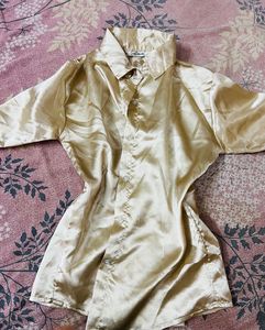 Satin Collared Shirt - Gold