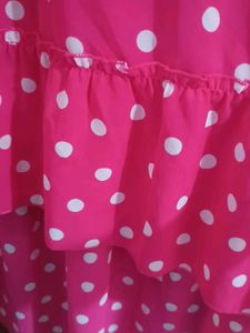 Girls' Pink Polka Dot High-Low Dress