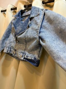 Studded Acid Wash Denim Jacket